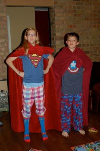 Super Anne & Super Ty in superhero stance!